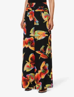 Alexander McQueen Pleated Flared-hem Woven Midi Skirt -Reiss Shop R04153250 BLACK ALT02