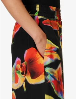 Alexander McQueen Pleated Flared-hem Woven Midi Skirt -Reiss Shop R04153250 BLACK ALT04