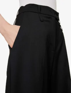 Wide-leg Mid-rise Wool Trousers -Reiss Shop R04153454 BLACKWOOL ALT04