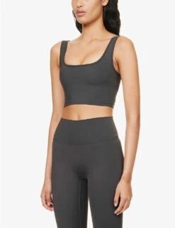 Square-neck Padded Stretch-woven Bra 7 Square-neck Padded Stretch-woven Bra -Reiss Shop R04153496 CHARCOAL ALT02