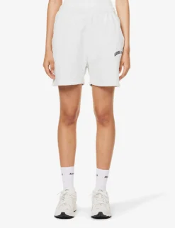 Brand-print High-rise Relaxed-fit Cotton-jersey Shorts 7 Brand-print High-rise Relaxed-fit Cotton-jersey Shorts -Reiss Shop R04153507 GREYMELANGE ALT02