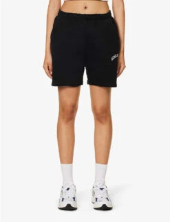 Sweat High-rise Logo-print Cotton-jersey Shorts -Reiss Shop R04153508 BLACK ALT02