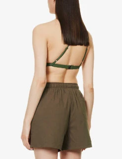 Branded High-rise Organic-cotton Shorts -Reiss Shop R04153615 CHOCOLATEBROWN ALT03