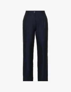 Maison Kitsuné X Olympia Le-Tan Cropped Wide-leg High-rise Cotton Trousers