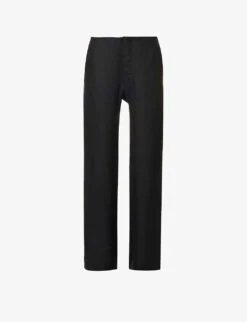 Straight-leg Mid-rise Linen Trousers