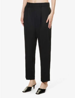 Vince Regular-fit Tapered-leg Mid-rise Satin Trousers 7 Vince Regular-fit Tapered-leg Mid-rise Satin Trousers -Reiss Shop R04154638 BLACK ALT02