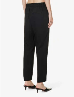 Vince Regular-fit Tapered-leg Mid-rise Satin Trousers 8 Vince Regular-fit Tapered-leg Mid-rise Satin Trousers -Reiss Shop R04154638 BLACK ALT03