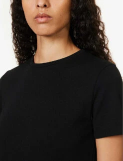 Vince Round-neck Short-sleeves Woven T-shirt 9 Vince Round-neck Short-sleeves Woven T-shirt -Reiss Shop R04154652 BLACK ALT04