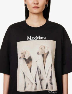 Max Mara Tacco Graphic-print Cotton-jersey T-shirt -Reiss Shop R04156258 BLACK ALT04