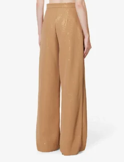 Max Mara Stelvio Sequin-embellished Mid-rise Wide-leg Woven Trousers -Reiss Shop R04156260 CAMEL ALT03