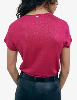 Ikks V-neck Short-sleeved Linen T-shirt 8 Ikks V-neck Short-sleeved Linen T-shirt -Reiss Shop R04156271 PURPLE ALT03