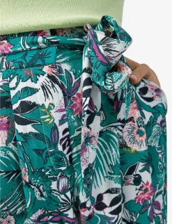 Ikks Botanical-print Wide-leg High-rise Woven Trousers -Reiss Shop R04156284 LIGHTGREEN ALT02