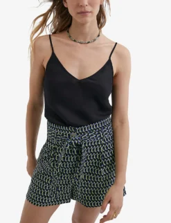 Ikks Graphic-print Woven Shorts -Reiss Shop R04156287 BLACK ALT02