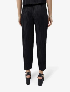 Ikks Wide-leg High-waisted Pleated Recycled-polyester Trousers -Reiss Shop R04156341 BLACK ALT02