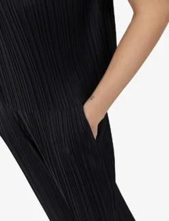 Ikks Wide-leg High-waisted Pleated Recycled-polyester Trousers -Reiss Shop R04156341 BLACK ALT03