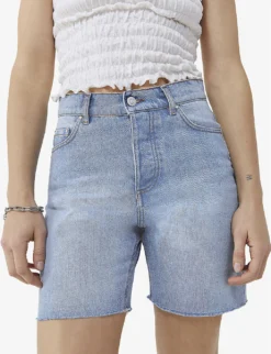 Ikks Raw-hem High-rise Denim Shorts -Reiss Shop R04156348 BLUEGREY ALT02