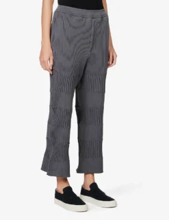 Fluted Cropped Wide-leg Mid-rise Recycled-polyester Trousers -Reiss Shop R04157887 DARKGRAY ALT02