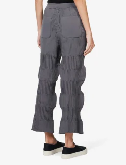 Fluted Cropped Wide-leg Mid-rise Recycled-polyester Trousers -Reiss Shop R04157887 DARKGRAY ALT03