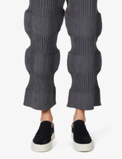 Fluted Cropped Wide-leg Mid-rise Recycled-polyester Trousers -Reiss Shop R04157887 DARKGRAY ALT04