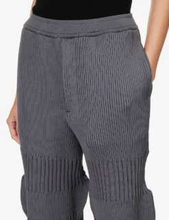 Fluted Cropped Wide-leg Mid-rise Recycled-polyester Trousers -Reiss Shop R04157887 DARKGRAY ALT05