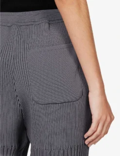 Fluted Cropped Wide-leg Mid-rise Recycled-polyester Trousers -Reiss Shop R04157887 DARKGRAY ALT06