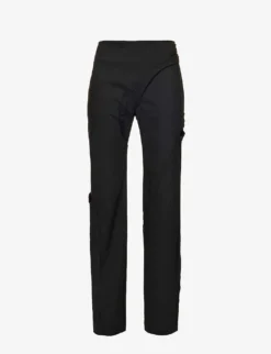 Coruscate Wrap-over Recycled Polyester And Wool-blend Trousers