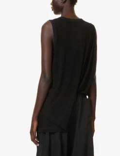 Asymmetric-hem Relaxed-fit Woven Top -Reiss Shop R04158036 BLACK ALT03