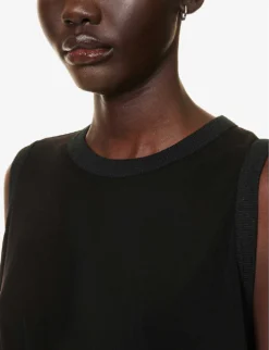 Asymmetric-hem Relaxed-fit Woven Top -Reiss Shop R04158036 BLACK ALT05