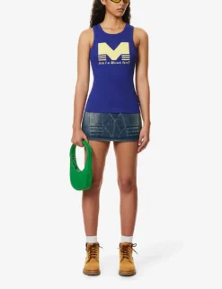 Brand-print Sleeveless Stretch-cotton Top 6 Brand-print Sleeveless Stretch-cotton Top -Reiss Shop R04158083 BLUE ALT01