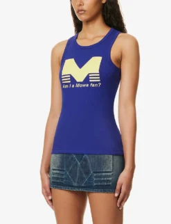 Brand-print Sleeveless Stretch-cotton Top 7 Brand-print Sleeveless Stretch-cotton Top -Reiss Shop R04158083 BLUE ALT02