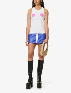 Circle-print Sleeveless Stretch-cotton Top 6 Circle-print Sleeveless Stretch-cotton Top -Reiss Shop R04158084 WHITE ALT01