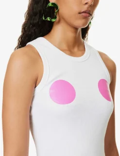 Circle-print Sleeveless Stretch-cotton Top 9 Circle-print Sleeveless Stretch-cotton Top -Reiss Shop R04158084 WHITE ALT04