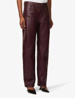 Bottega Veneta Intrecciato Straight-leg Mid-rise Leather Trousers -Reiss Shop R04159968 JAM ALT02