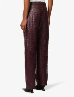 Bottega Veneta Intrecciato Straight-leg Mid-rise Leather Trousers -Reiss Shop R04159968 JAM ALT03