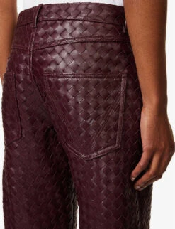Bottega Veneta Intrecciato Straight-leg Mid-rise Leather Trousers -Reiss Shop R04159968 JAM ALT04