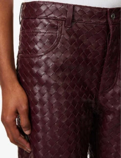Bottega Veneta Intrecciato Straight-leg Mid-rise Leather Trousers -Reiss Shop R04159968 JAM ALT05