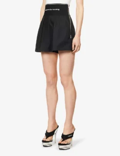 ALEXANDER WANG Safari Logo-print High-rise Cotton-blend Shorts -Reiss Shop R04160687 BLACK ALT02