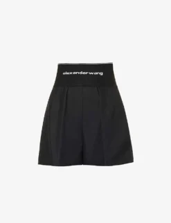 ALEXANDER WANG Safari Logo-print High-rise Cotton-blend Shorts
