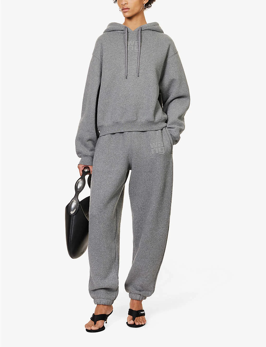 ALEXANDER WANG Glitter Terry Logo-print Mid-rise Cotton-blend Jogging Bottoms 2 ALEXANDER WANG Glitter Terry Logo-print Mid-rise Cotton-blend Jogging Bottoms - Image 2