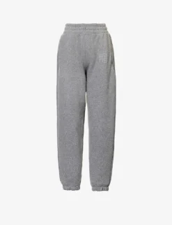 ALEXANDER WANG Glitter Terry Logo-print Mid-rise Cotton-blend Jogging Bottoms