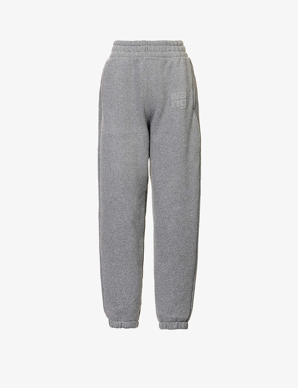 ALEXANDER WANG Glitter Terry Logo-print Mid-rise Cotton-blend Jogging Bottoms 1 ALEXANDER WANG Glitter Terry Logo-print Mid-rise Cotton-blend Jogging Bottoms
