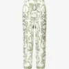 ALEXANDER WANG Graphic-print Slip-pocket High-rise Wide-leg Silk Trousers