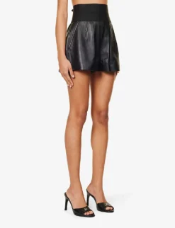 ALEXANDER WANG Safari High-rise Leather Shorts 8 ALEXANDER WANG Safari High-rise Leather Shorts -Reiss Shop R04160710 BLACK ALT02