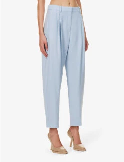 STELLA MCCARTNEY Cropped Pleated Tapered-leg Mid-rise Wool Trousers -Reiss Shop R04160784 BABYBLUE ALT02