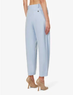 STELLA MCCARTNEY Cropped Pleated Tapered-leg Mid-rise Wool Trousers -Reiss Shop R04160784 BABYBLUE ALT03