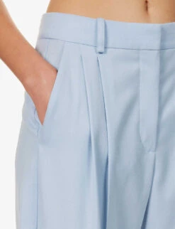 STELLA MCCARTNEY Cropped Pleated Tapered-leg Mid-rise Wool Trousers -Reiss Shop R04160784 BABYBLUE ALT04