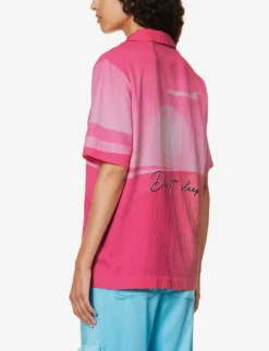 The Rose Tint Shirt Graphic-print Regular-fit Cotton And Linen-blend Shirt -Reiss Shop R04161068 AZALEA ALT03