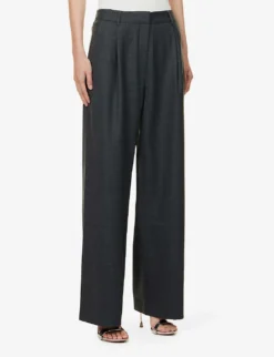 BEC + BRIDGE Jamie Wide-leg Mid-rise Wool-blend Trousers -Reiss Shop R04161128 CHARCOAL ALT02
