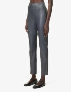 Max Mara Slim-fit Mid-rise Faux-leather Trousers 7 Max Mara Slim-fit Mid-rise Faux-leather Trousers -Reiss Shop R04161471 MEDIUMGREY ALT02