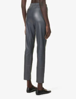 Max Mara Slim-fit Mid-rise Faux-leather Trousers 8 Max Mara Slim-fit Mid-rise Faux-leather Trousers -Reiss Shop R04161471 MEDIUMGREY ALT03